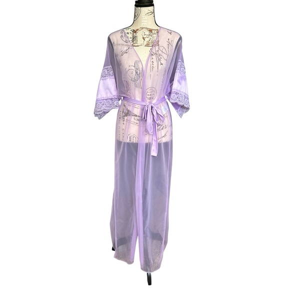 Shannon Lee NWOT Vintage Lavender Lace Sexy  Cover Up Vintage size Large - Picture 1 of 10
